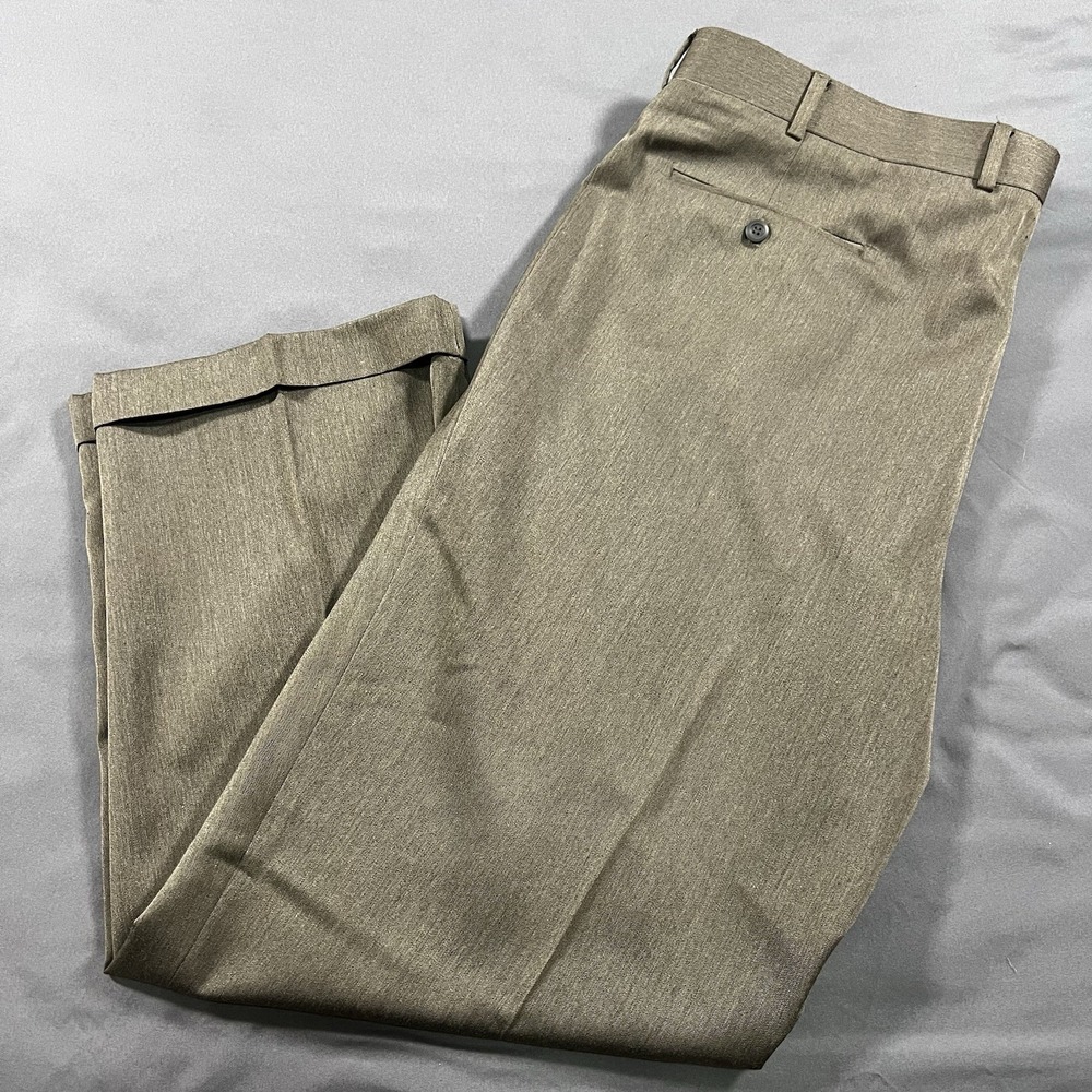 Braggi By Louis Raphael Dress Pants Mens 42x30 Pleated Cuffed Slacks Brown‎